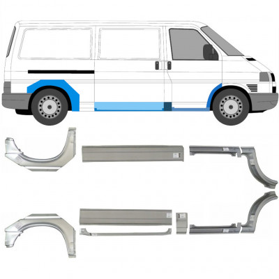 Kynnyksen, etulokasuojan ja takalokasuojan korjausosa varten VW Transporter T4 1990- / LWB / Vasen+Oikea / Sarja 5340