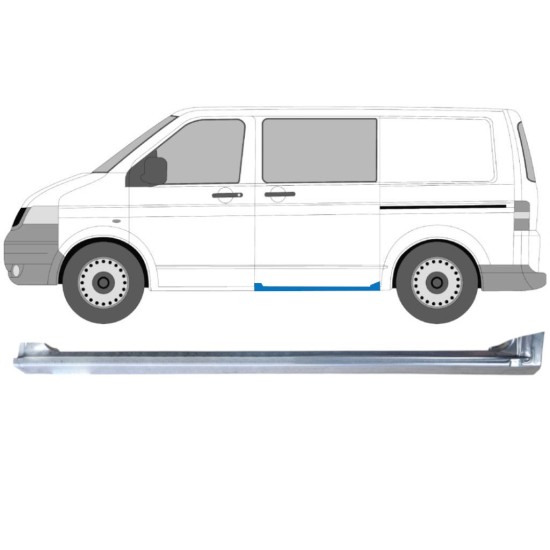 Sivuoven koko kynnys varten Volkswagen Transporter T5 2003-2015 / Vasen 16976