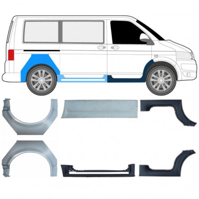 Kynnyspelti + takalokasuojan korjaussarja varten Volkswagen Transporter T5 2003- / SWB / Sarja 11534