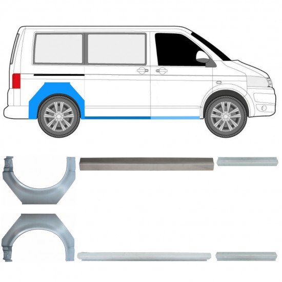 Kynnyspelti + takalokasuojan korjaussarja varten Volkswagen Transporter T5 2003- / SWB / Sarja 11535