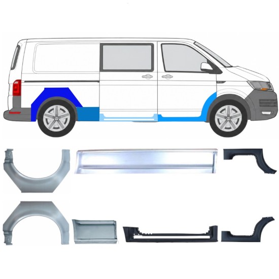 Kynnyspelti + takalokasuojan korjaussarja varten Volkswagen Transporter T6 2015-2024 17138
