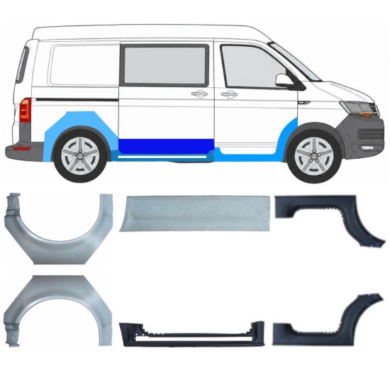 Kynnyspelti + takalokasuojan korjaussarja varten Volkswagen Transporter T6 2015-2024 17136