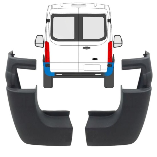 Takapuskurin kulma varten Ford Transit 2014- / Vasen+Oikea / Sarja 9731