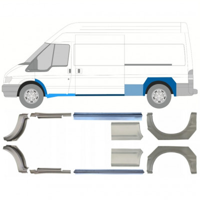 Kynnyspelti + takalokasuojan korjaussarja varten Ford Transit 2000-2013  / LWB / Sarja 12678