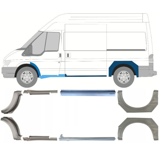 Kynnyspelti + takalokasuojan korjaussarja varten Ford Transit 2000-2013  / MWB / Sarja 12675