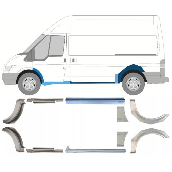 Kynnyspelti + takalokasuojan korjaussarja varten Ford Transit 2000-2013  / MWB / Sarja 12676