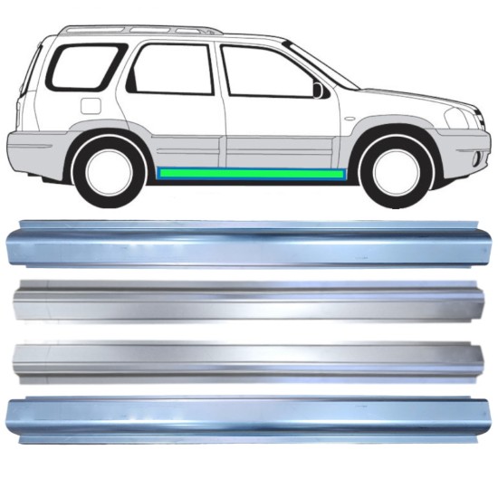 Kynnyksen ja sisäkynnyksen korjauspaneeli varten Mazda Tribute 2001-2008 / Vasen+Oikea 15599