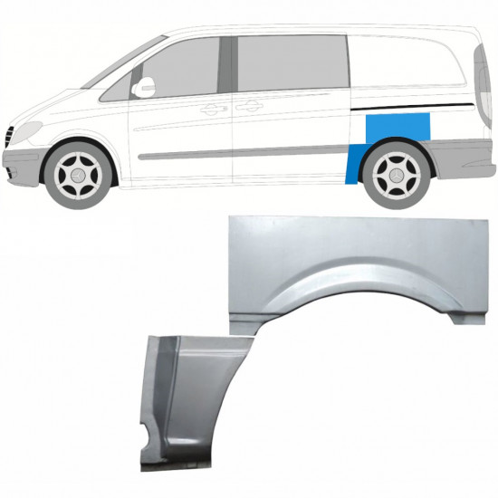 Takalokasuoja korjaussarja varten Mercedes Vito 2003-2010 / SWB / Vasen / Sarja 9278