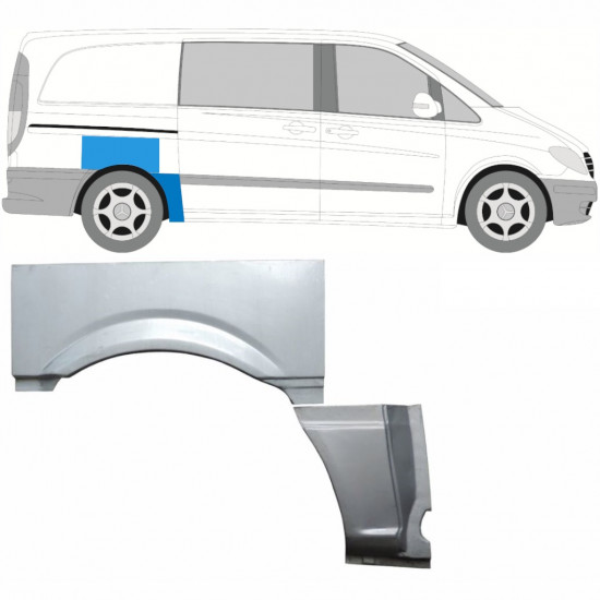 Takalokasuoja korjaussarja varten Mercedes Vito 2003-2010 / SWB / Oikea / Sarja 9277