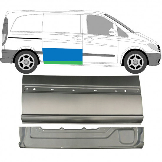 Sisäinen ja ulkoinen Liukuoven korjauspaneeli varten Mercedes Vito 2003-2014 / Oikea / Sarja 9647