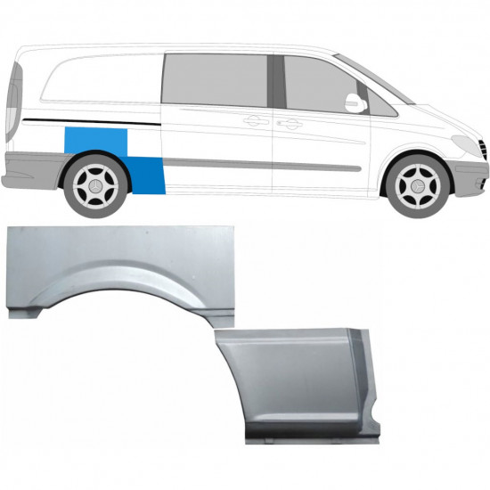 Takalokasuoja korjaussarja varten Mercedes Vito 2003-2010 / Oikea / Sarja 9275