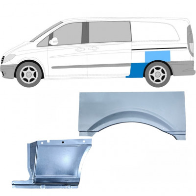 Takalokasuoja korjaussarja varten Mercedes Vito 2003- / LWB / Vasen / Sarja 11865