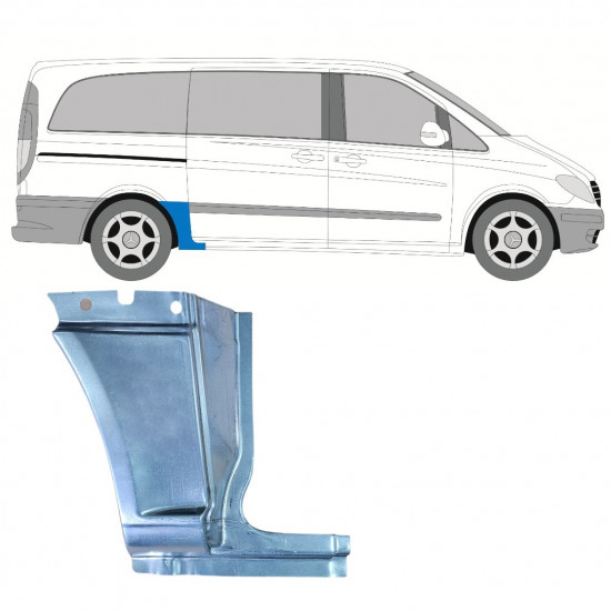 Takalokasuoja korjaussarja varten Mercedes Vito 2003- / SWB / Oikea 11862