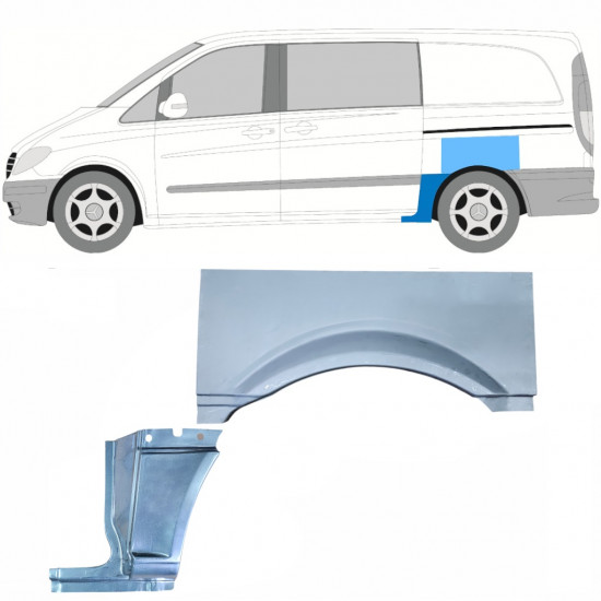 Takalokasuoja korjaussarja varten Mercedes Vito 2003- / SWB / Vasen / Sarja 11867