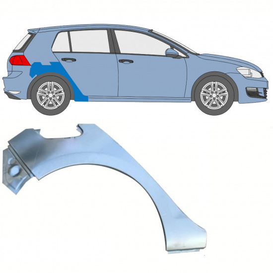 Takalokasuoja korjaussarja varten VW Golf 7 2012- / Oikea 8364