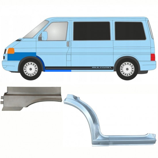 Kynnyksen, etulokasuojan ja etulokasuojan korjauspaneeli varten VW Transporter T4 Caravelle 1996- / Vasen / Sarja 10044