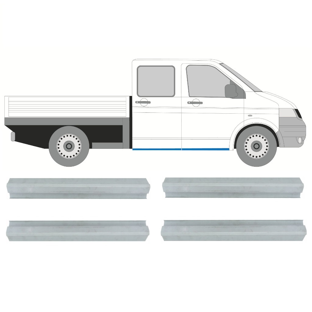 Etu- Ja Takakynnyksen Korjauspaneeli Varten Vw Transporter T5 2003-2015 / Vasen+Oikea / Tuplakabiini / Sarja 9696