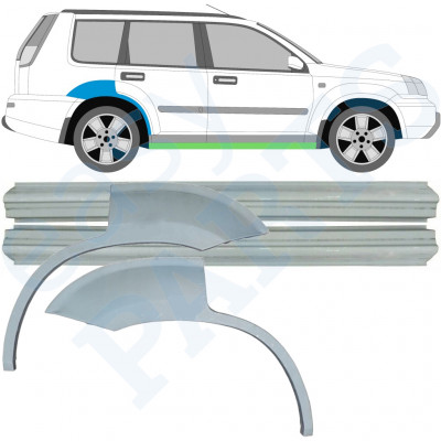 Kynnyspelti + takalokasuojan korjaussarja varten Nissan X-TRAIL 2001-2007 / Vasen+Oikea / Sarja 9638